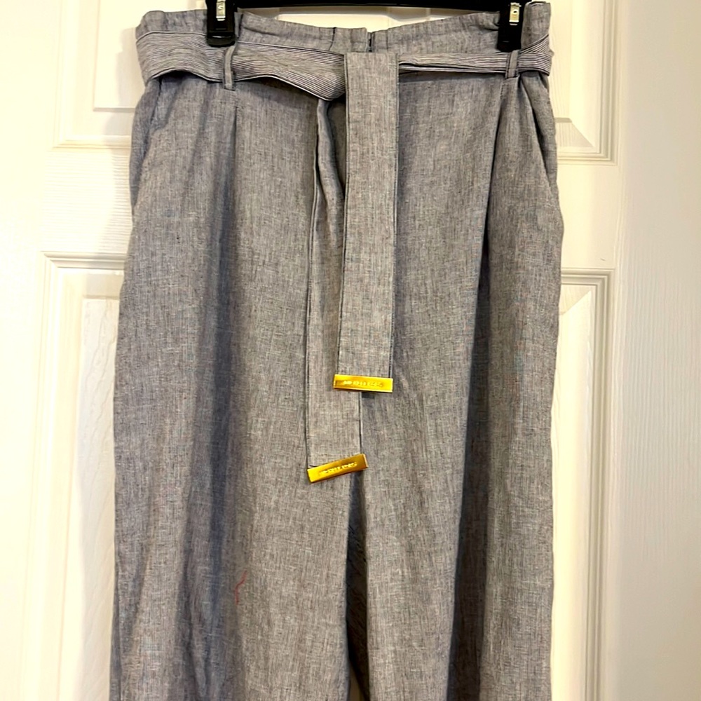 Michael Kors navy and white slacks with belt